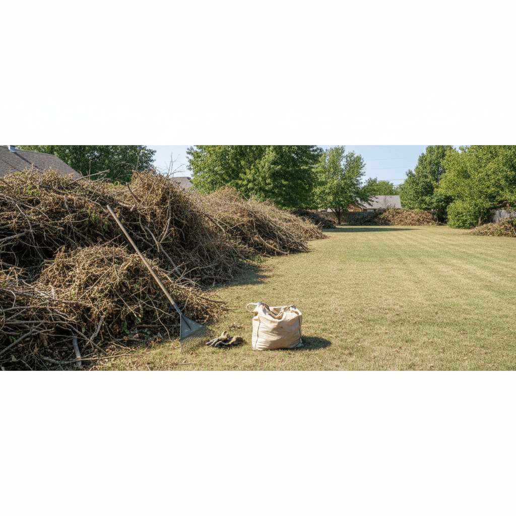 Yard cleanup in progress in Oklahoma City