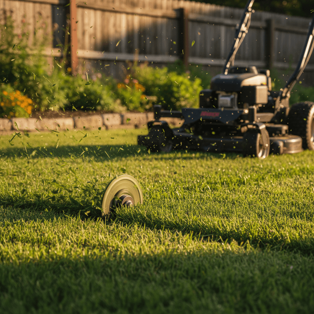 Professional lawn mowing service cutting grass with precision